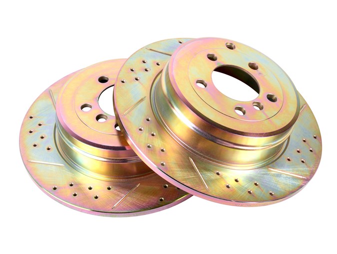 Crossed Drilled & Grooved Brake Disc - Rear / Solid