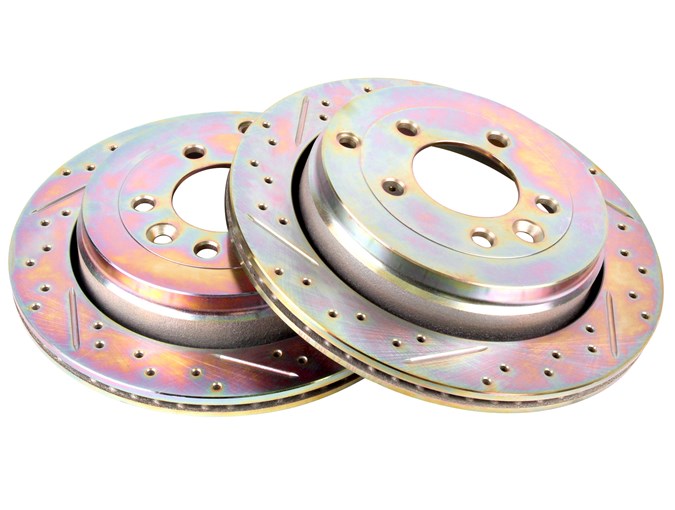 Crossed Drilled & Grooved Brake Disc - Rear / Vented
