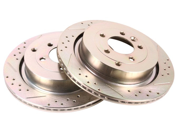 Crossed Drilled & Grooved Brake Disc - Rear / Vented