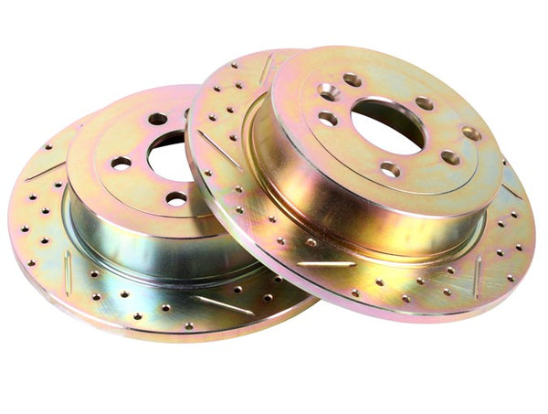 Crossed Drilled & Grooved Brake Disc - Rear / Solid