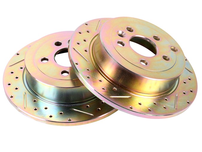 Crossed Drilled & Grooved Brake Disc - Rear / Solid