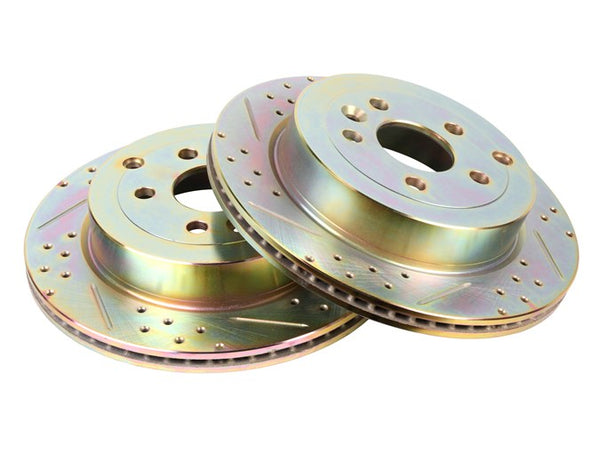 Crossed Drilled & Grooved Brake Disc - Rear / Vented