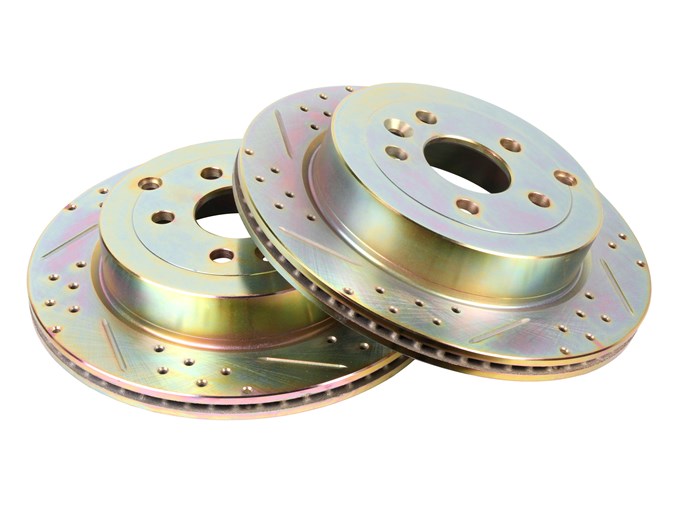 Crossed Drilled & Grooved Brake Disc - Rear / Vented