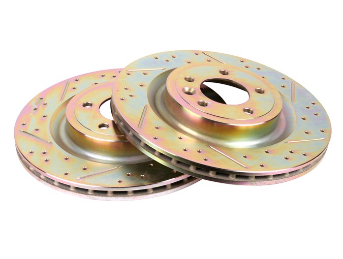 Crossed Drilled & Grooved Brake Disc - Rear / Vented