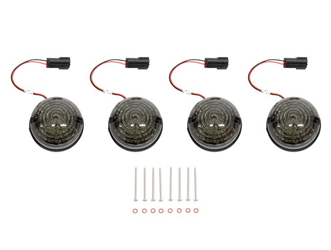 Scrolling LED Indicators - 73mm - Front & Rear - Smoked