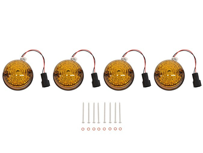Scrolling LED Indicators - 73mm - Front & Rear - Amber