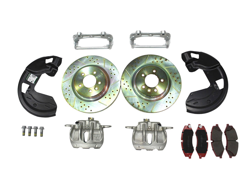 Terrafirma Front Brake Upgrade Kit - 360mm - Terrafirma Premium Ceramic  Pads / Terrafirma Cross Drilled & Grooved Discs