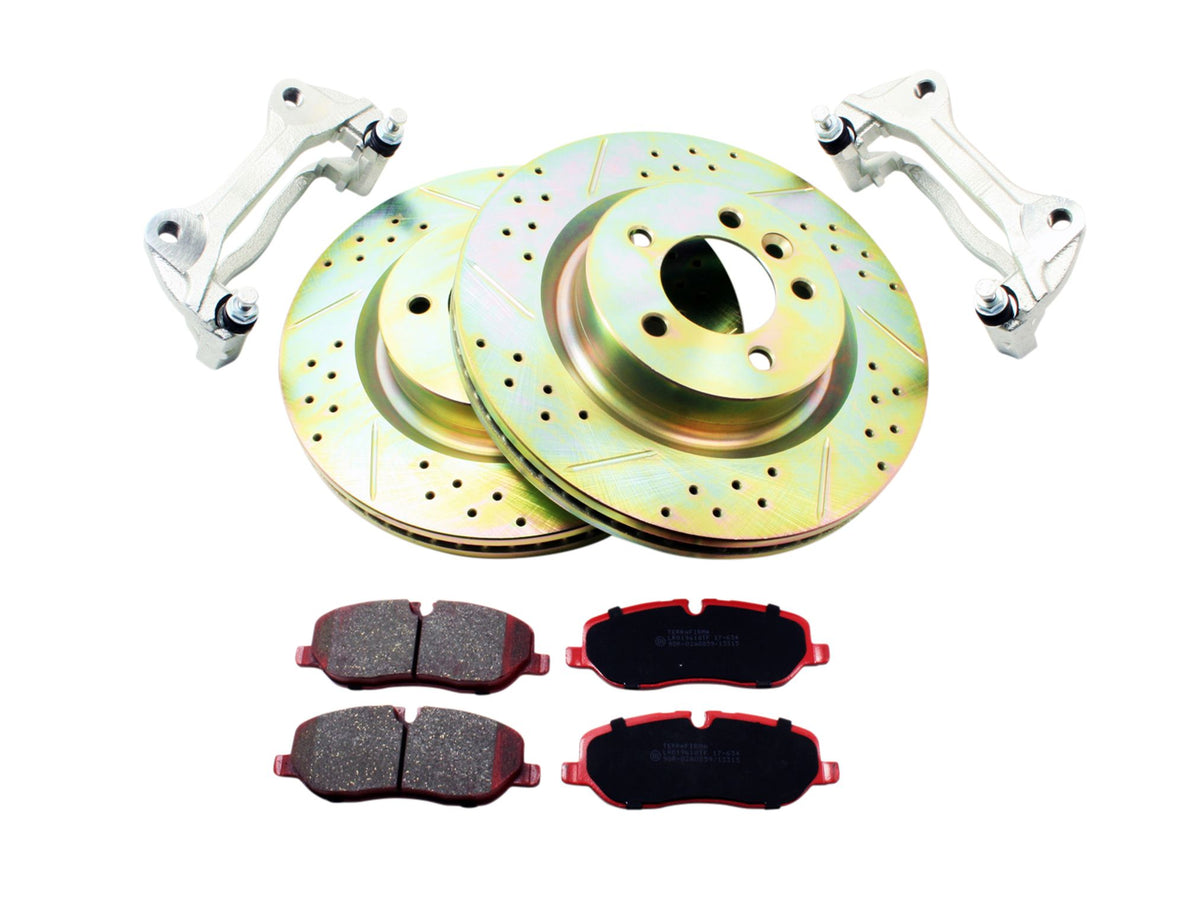 Terrafirma Front Brake Upgrade Kit - 340mm - Terrafirma Premium Ceramic  Pads / Terrafirma Cross Drilled & Grooved Discs