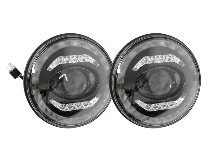 Halo & Bar 7" LED Headlights - Pair - LHD