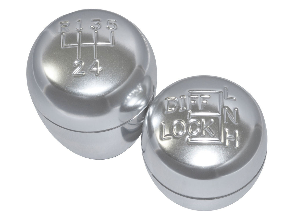 Gearbox and Transfer Box Lever Kit - Silver Finish Alloy