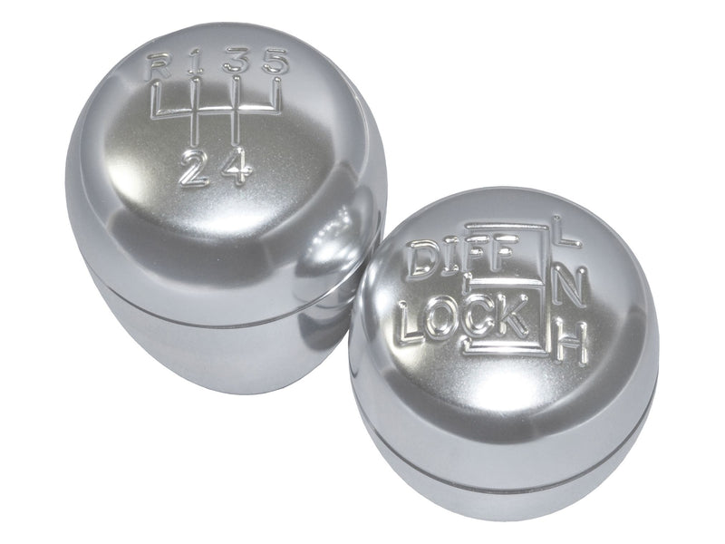 Gearbox and Transfer Box Lever Kit - Silver Finish Alloy